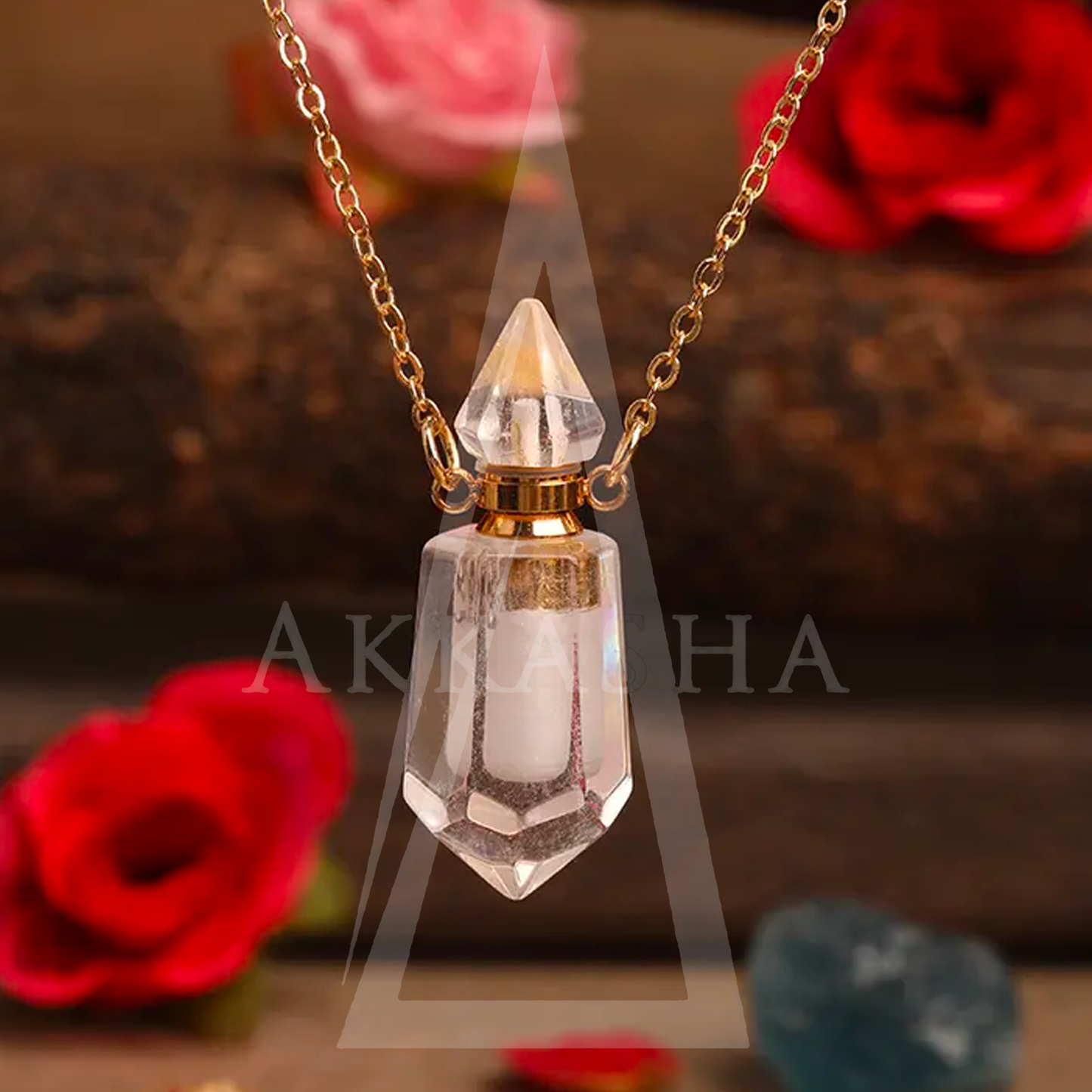 NATURAL CRYSTAL BOTTLE NECKLACE