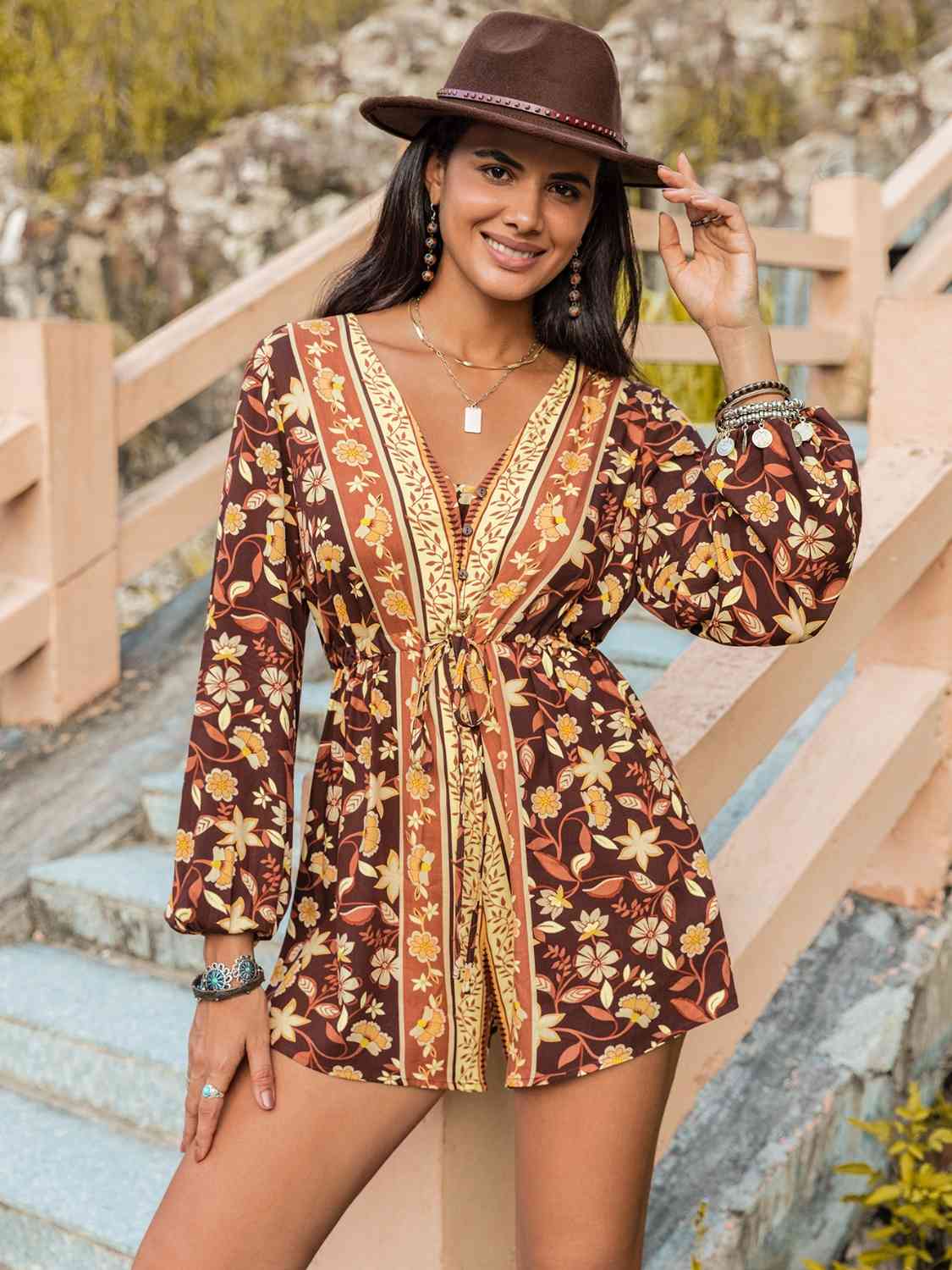 V-Neck Long Sleeve Romper Akkasha Boutique V-Neck Long Sleeve Romper Akkasha Boutique
