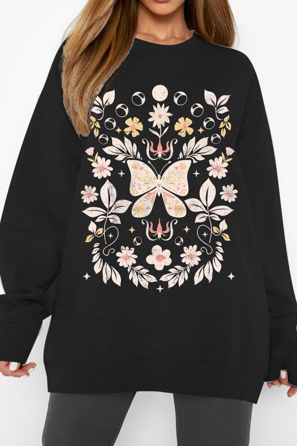 Floral Burst Butterflies Sweatshirt