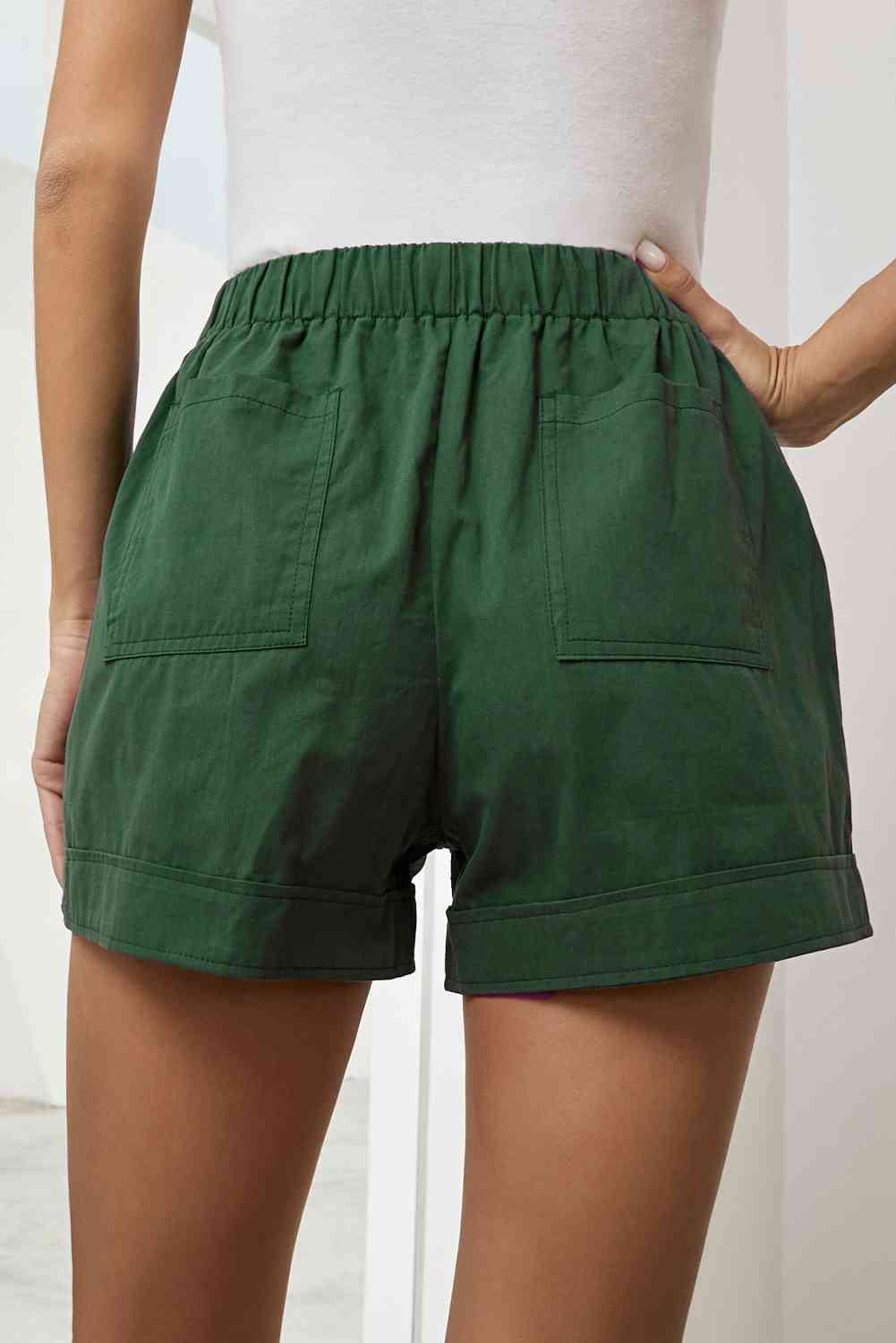 Drawstring Elastic Waist Pocket Shorts