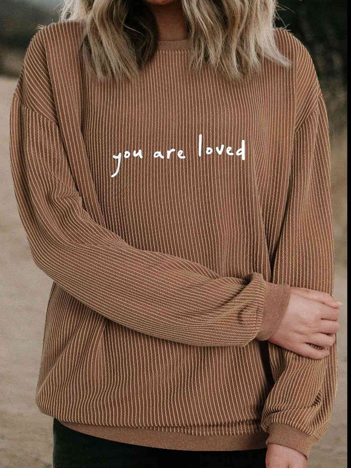 YOU ARE LOVED Graphic Dropped Shoulder Sweatshirt