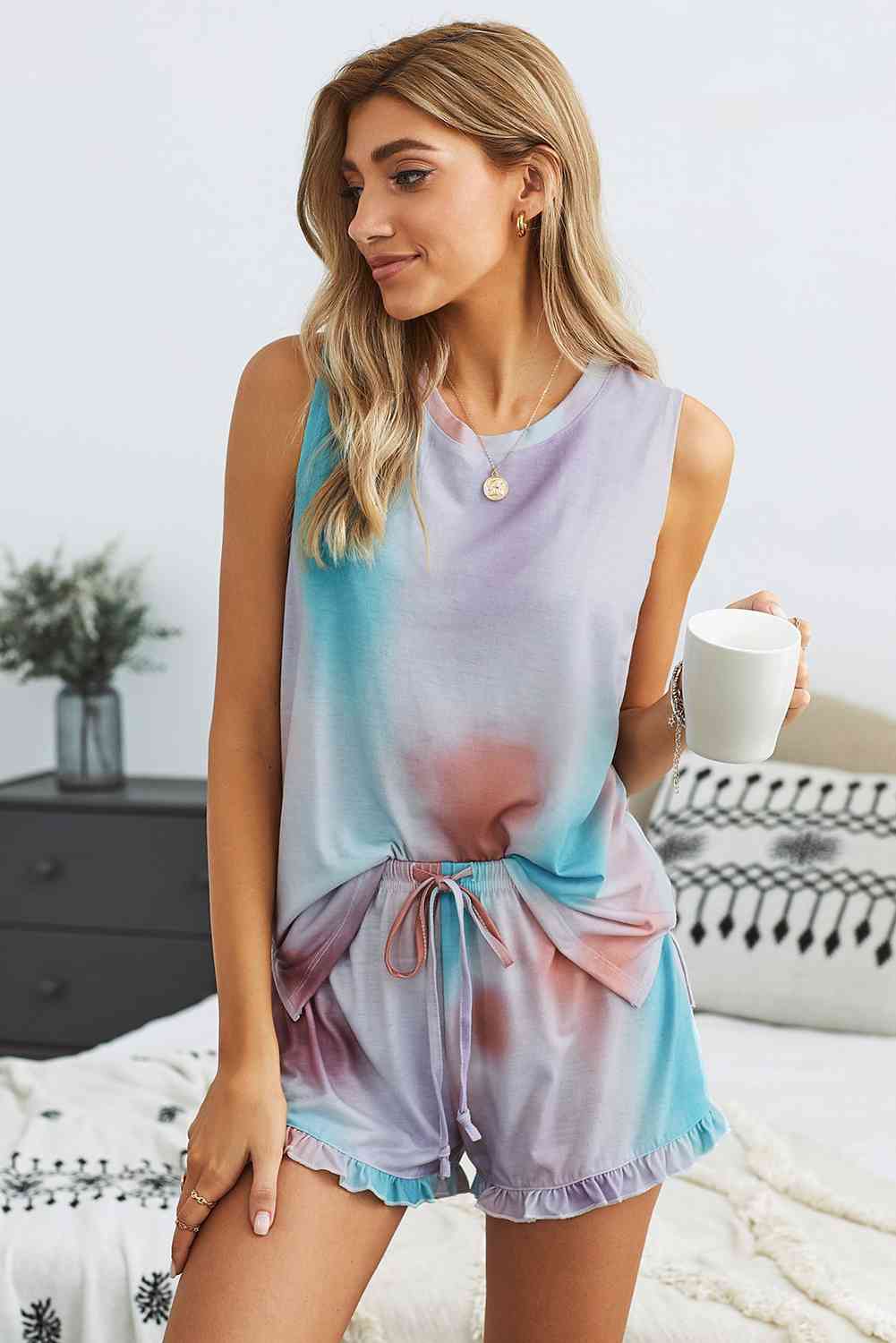 Swingy Tank and Ruffled Shorts Loungewear